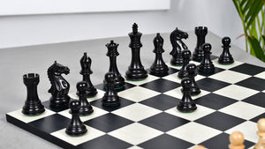 Fierce Knight (Queen's Gambit Series) Staunton Wooden Chess Pieces in Ebonized Boxwood & Box Wood - 4.0" King
