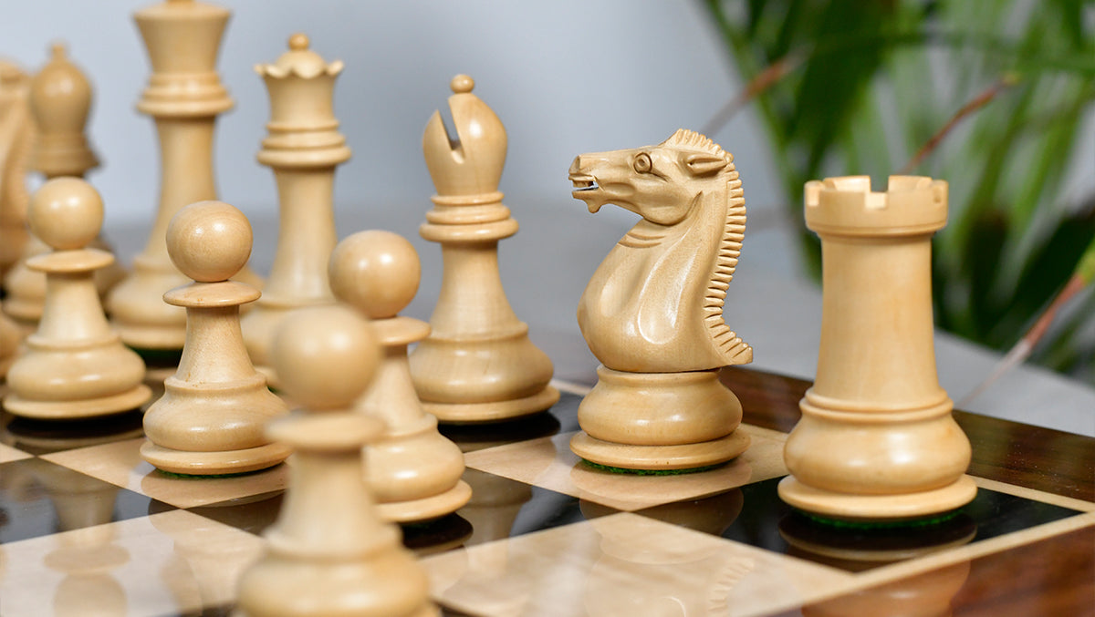 Modern Staunton Series Chess Pieces for Chess Players - Ebony & Box Wood - 3.75" King