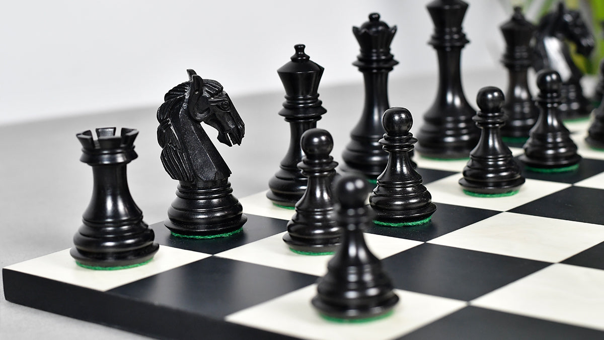 Columbian Staunton Series Chess Pieces in Ebony Wood & Box wood - 3.8" King