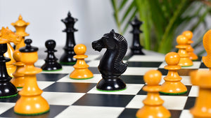 Reproduced Vintage Series Original Austrian Coffee House Old Vienna Chess Pieces in Ebonized and Antique Boxwood V2.0- 3.75" King