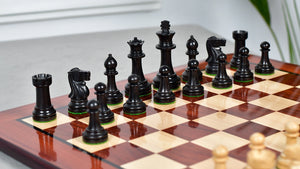 Canadian Staunton Series Chess Pieces in Ebonized Boxwood /Natural Boxwood - 3.3" King