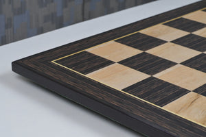 21" Wooden Chess Board in Tiger Ebony & Maple Look with Epoxy Matte Finish – 55mm Squares