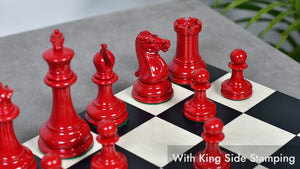 1849 Original Staunton Pattern Painted Chess Pieces (Lacquer Finished) Red Painted Crimson & Ivory White - 4.5" King