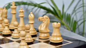 4.0" Desert Gold Staunton Series Wooden Chess Pieces in Rosewood & Box Wood - 1300 Grams