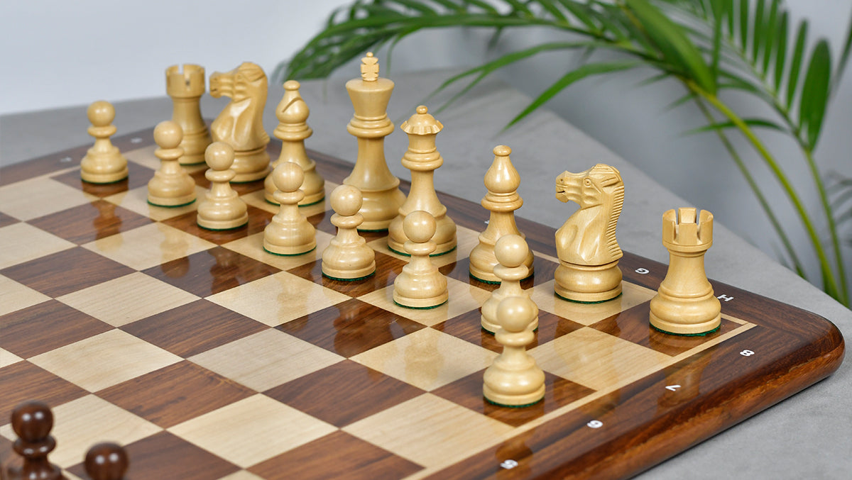 Smokey Staunton Series Chess Pieces in Sheesham & Boxwood - 3.8" King