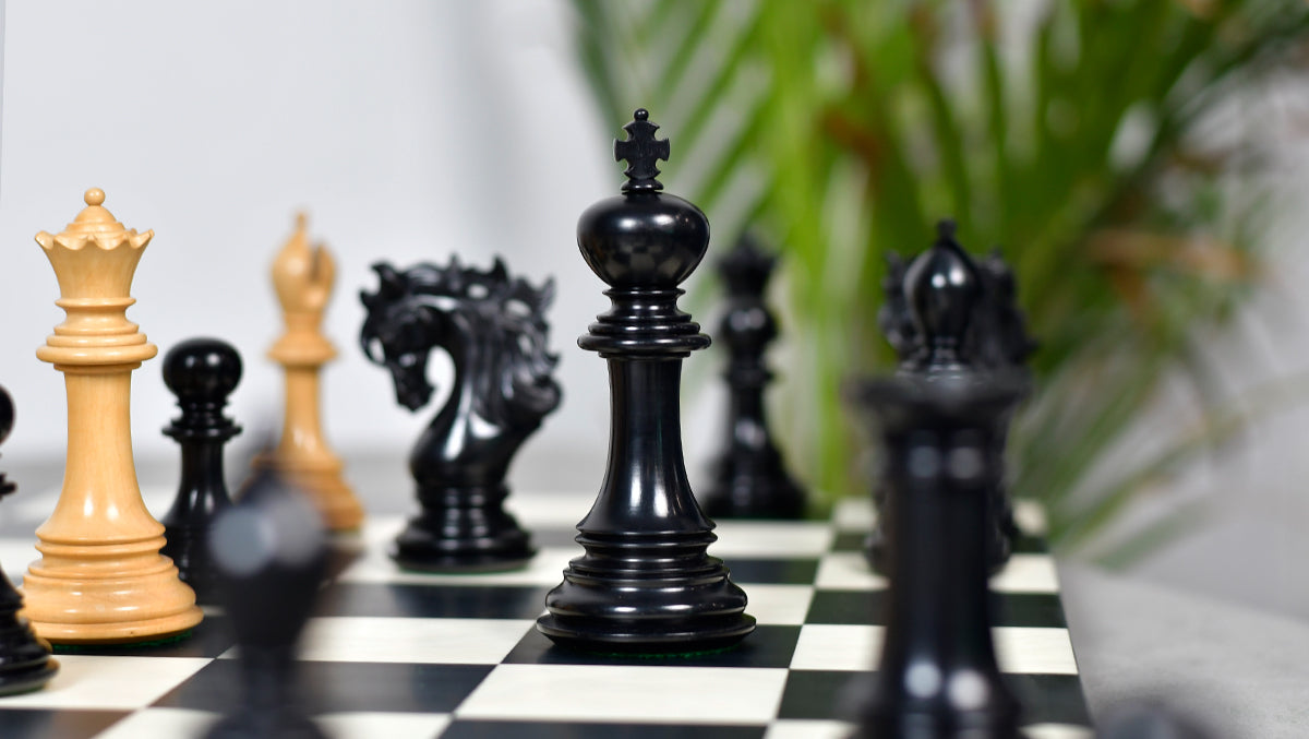 Viking Series Triple Weighted Staunton Luxury Chess Pieces – Handcrafted Ebony & Boxwood, 4.4” King