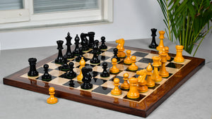 IMPROVED Repro 1904 Cambridge Springs International Tournament Chess Pieces in Ebonized & Antiqued Boxwood - 4" King