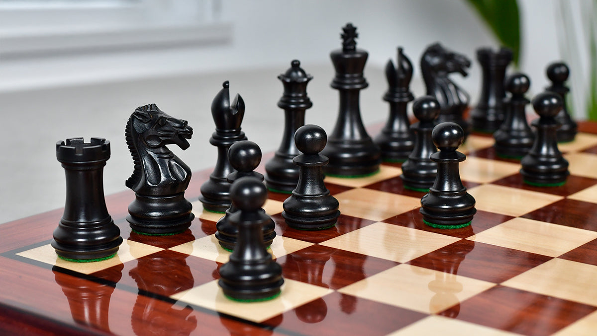 Laughing Knight Staunton Series Chess Pieces in Ebonized & Boxwood - 3.0" King