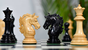 Crown Heritage Series Luxury Chess Pieces in Ebony Wood & Natural Boxwood 4.3” King