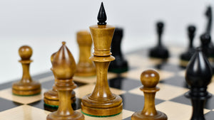 The Repro of Averbakh 1949 Moscow Chess Championship Chess Pieces in Ebonized & Antiqued Boxwood 4.20 inch King - 1130 Grams Weight