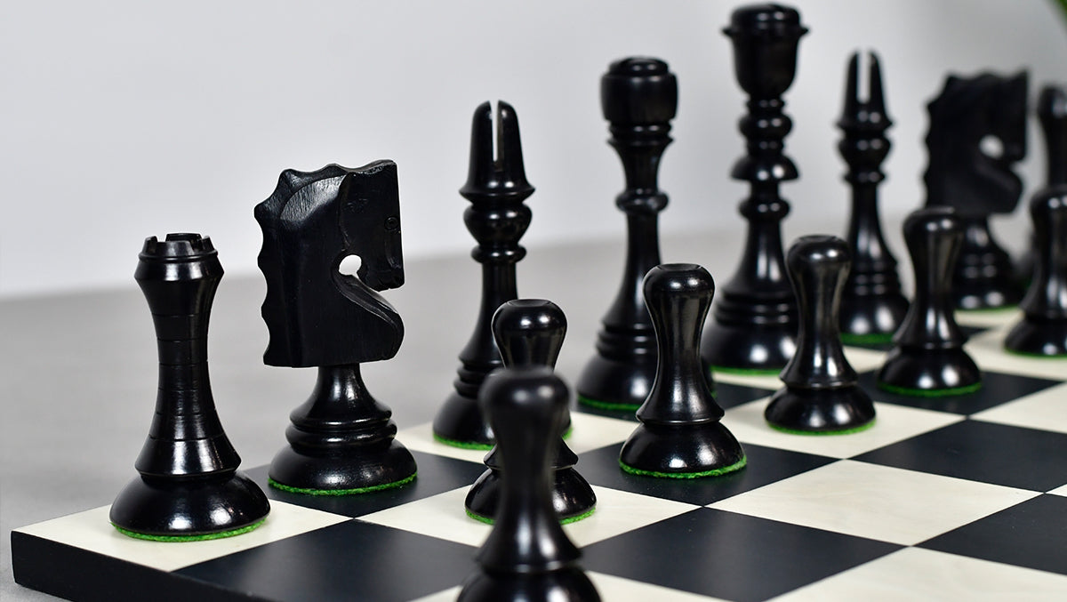 Historic 1929 Barcelona "Joc Catalan" Chess Pieces in Ebony & Boxwood - 4.3" King