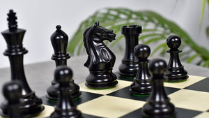The 4 Inch Supreme Series (The Queen’s Gambit) Staunton Weighted Chess Pieces in Black Ebonized Wood & Boxwood - 1100 grams