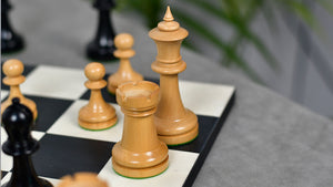 1900s' American Chess Company Reproduction Tournament Chess Set - In Ebony & Boxwood 3.8" King