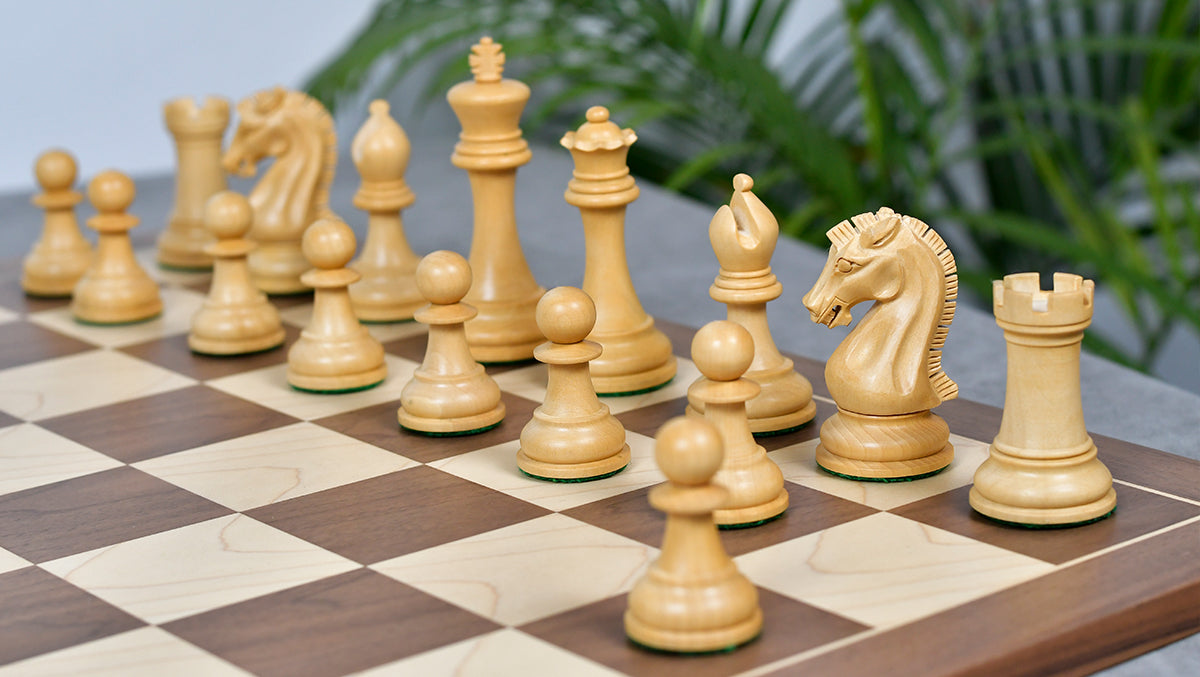 Craftsman Knight Staunton Chess Pieces in Sheesham Wood & Boxwood - 3.9" King - Best Seller