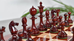 Reproduced 3.5" King Size William Hamlett Wooden Chess Pieces in Bud Rosewood / Boxwood