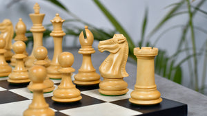 The Old Romeo Staunton Series Weighted Chess Pieces in Ebony & Box Wood - 3.8" King