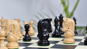 3.58" Bridle Series Wooden Chess Pieces in Ebony & Box Wood - 1200 Grams