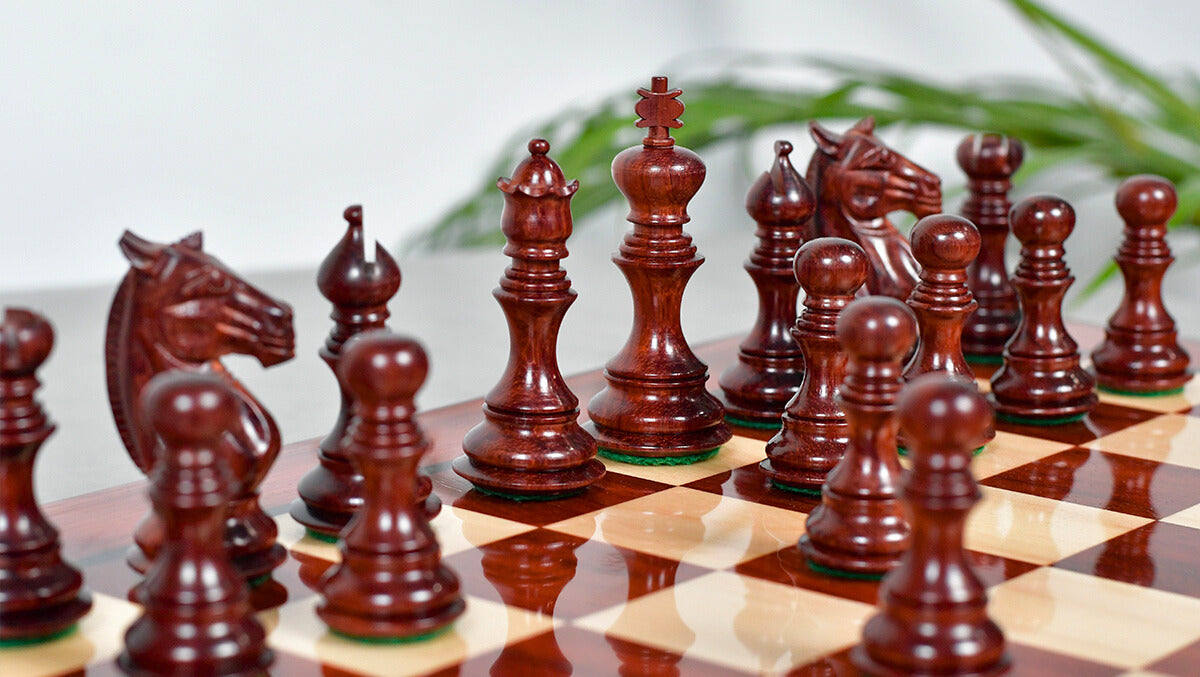 Meghdoot Staunton Series Wooden Chess Pieces in Bud Rosewood & Boxwood - 3.2" King
