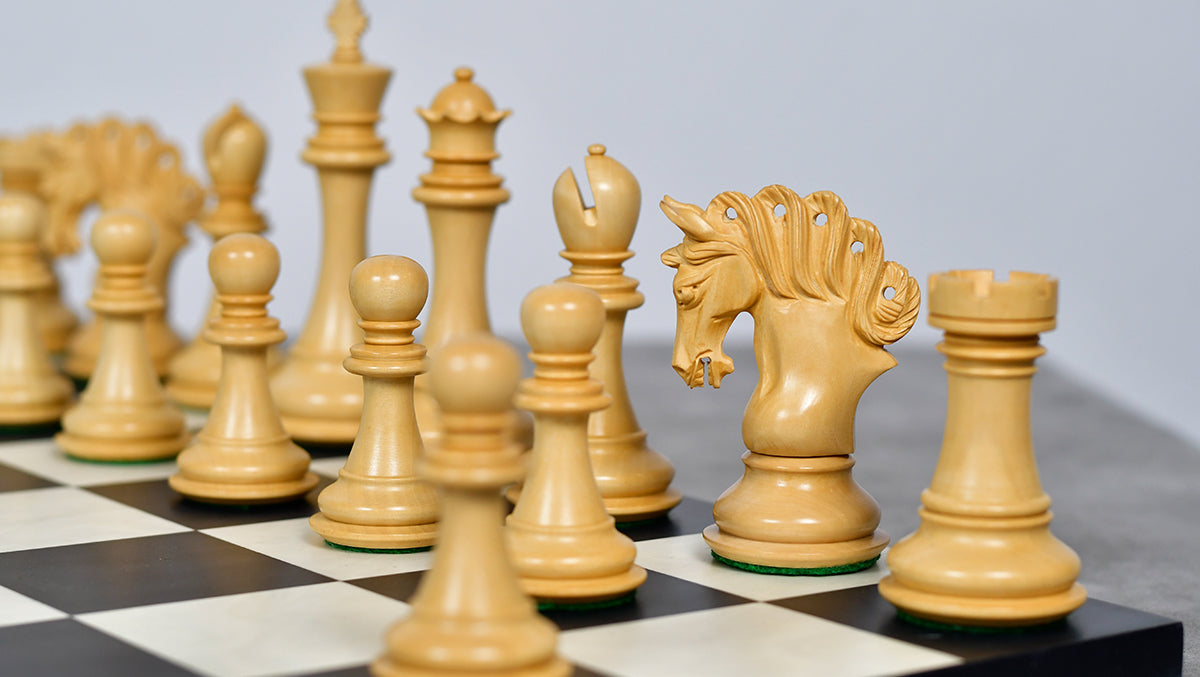 The Pegasus Series Artisan Staunton Chess Pieces version 2.0 in Ebony / Boxwood - 4.6" King
