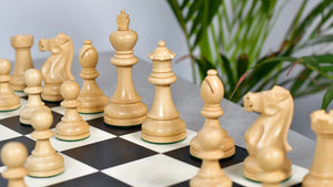 American Staunton Series Weighted Tournament Chess Pieces in Ebonized Boxwood & Boxwood - 4.1" King