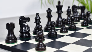 Smokey Staunton Series Chess Pieces in Ebonized boxwood & Natural Boxwood- 3.8" King