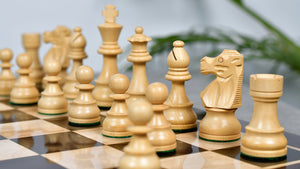 French Lardy Exclusive Tournament Size Weighted Wooden Chess Pieces in Indian Rosewood / Box wood - 3.75"