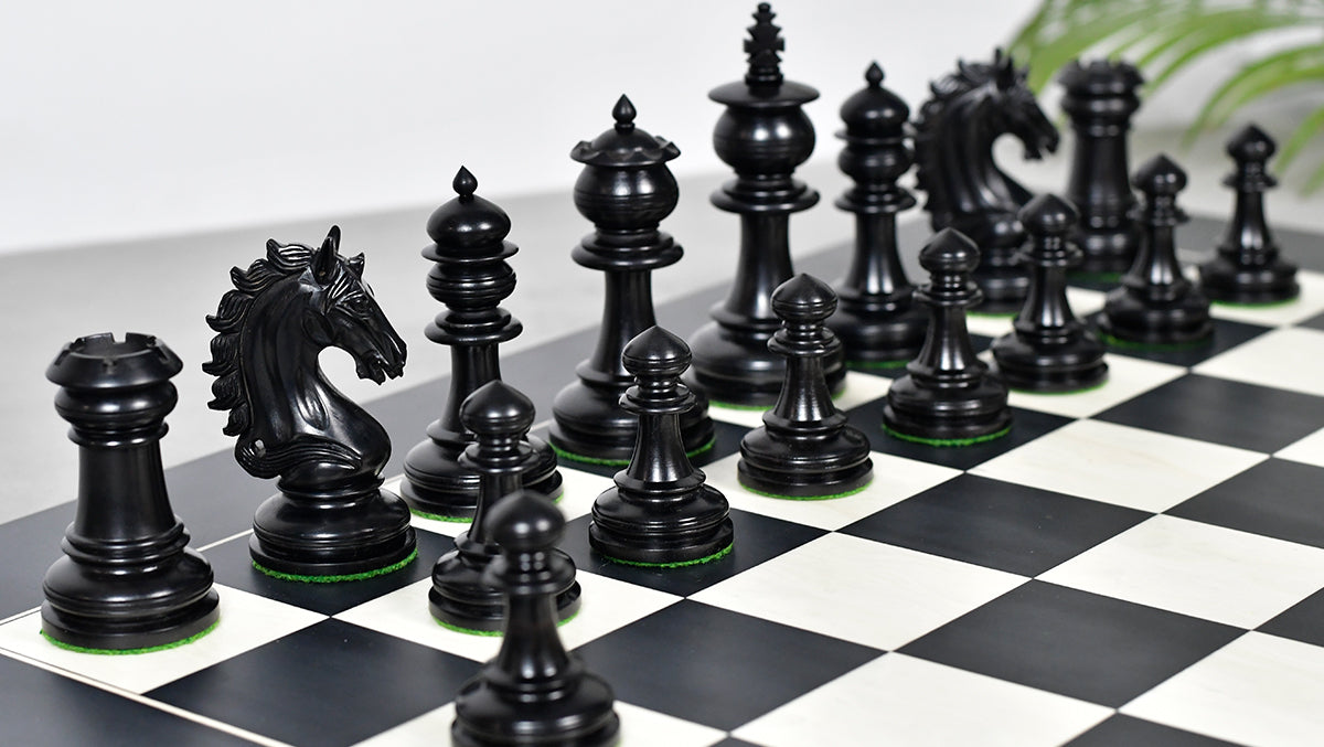 The Artisan Knight Handcrafted Luxury Wooden Chess Pieces In Ebony Wood & Natural Boxwood - 4.4" King