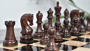 The Leningrad Club-Sized Wooden Chess Pieces in Indian Rosewood & Boxwood- 4.0" King