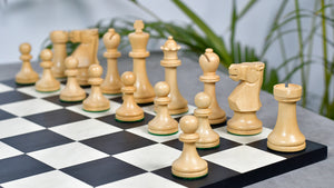 The Old Vintage English Staunton Series Chess Pieces in Ebonized wood & Boxwood - 3.8" King