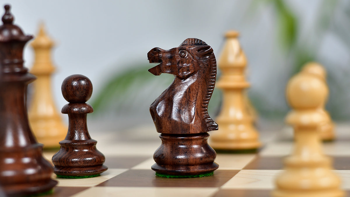 3.7'' British Staunton Series Wooden Chess Pieces in Anjan Wood & Box Wood - 1200 Grams