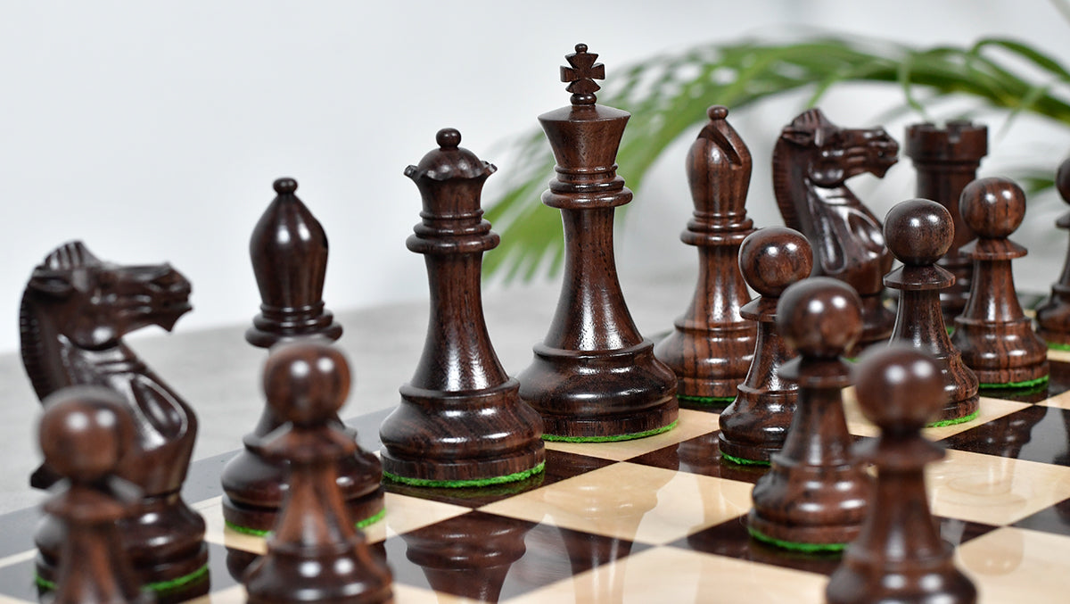 4.0'' Prestige Staunton Series Weighted Chess Pieces in Anjan Wood & Box Wood - 1560 Grams