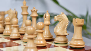 Fierce Knight (The Queen's Gambit) Staunton Series Chess Pieces in Bud Rosewood & Box Wood - 4.0" King