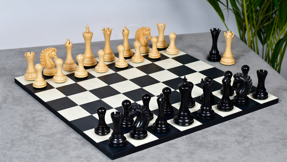 The Empire II Luxury Series Staunton Chess pieces in Ebony / Boxwood - 4.4" King