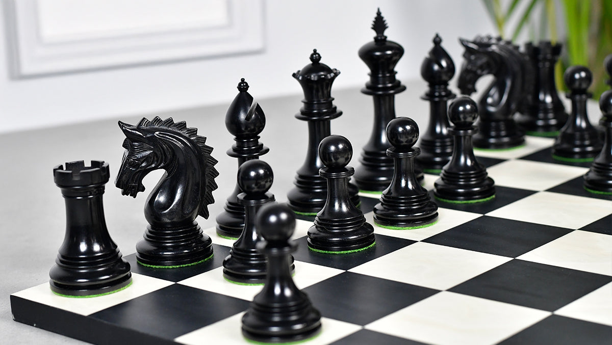 California Chrome Staunton Series Luxury Chess Pieces Version 2.0 in Ebony / Boxwood - 4.25" King
