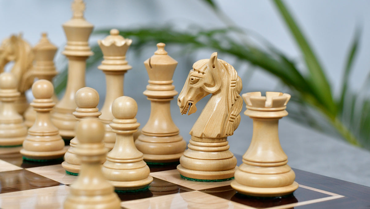 3.8'' New Columbian Staunton Series Chess Pieces in Rosewood & Boxwood - 1100 grams