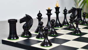 1950s' Soviet (Russian) Latvian (Queen's Gambit Series) Chess Pieces in Ebonized Boxwood & Natural Boxwood - 4.1" King