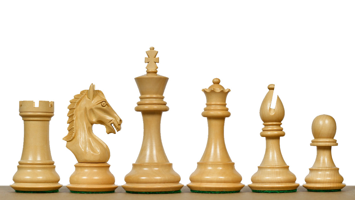 Derby Knight Staunton Weighted Chess Pieces in Bud Rosewood (Padauk) & Boxwood - 4.1" King