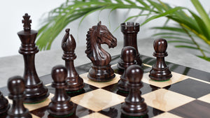 Derby Knight Staunton Weighted Chess Pieces in Rosewood & Boxwood - 4.1" King