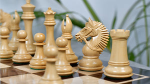 American Bridle Triple-Weighted Chess Pieces with Extra Queen - Handcrafted in Rosewood & Boxwood 4.2" King