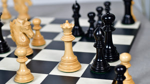 Crown Heritage Series Luxury Chess Pieces in Ebony Wood & Natural Boxwood 4.3” King