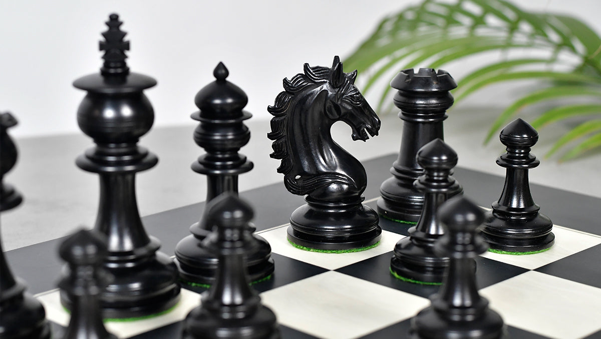 The Artisan Knight Handcrafted Luxury Wooden Chess Pieces In Ebony Wood & Natural Boxwood - 4.4" King