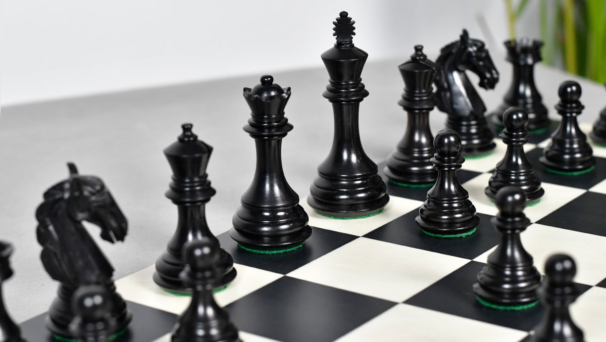 Columbian Staunton Series Chess Pieces in Ebony Wood & Box wood - 3.8" King