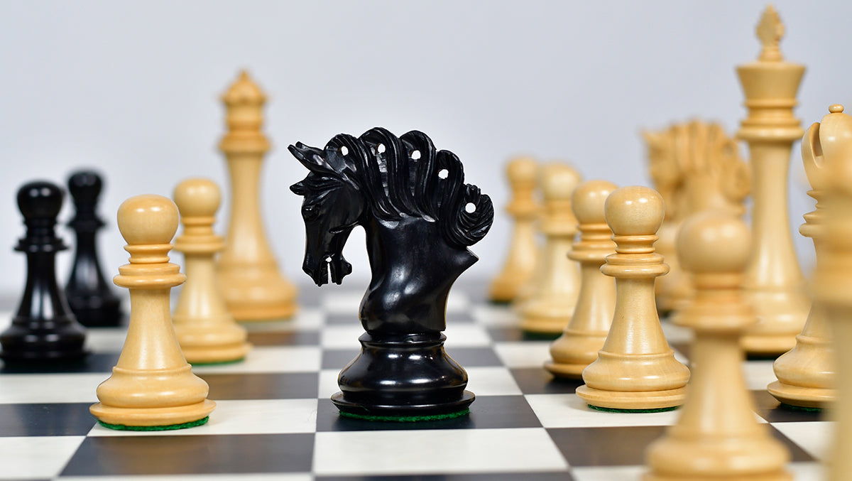 The Pegasus Series Artisan Staunton Chess Pieces version 2.0 in Ebony / Boxwood - 4.6" King