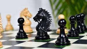 The Bridle Series Luxury Triple Weighted Chess Pieces in Ebony Wood / Boxwood - 4.2" King