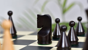 4.09" Classic Series Cone Shaped Chess Pieces in Ebonized Boxwood & Natural Boxwood - 940 Grams