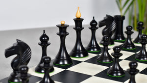 1950s' Soviet (Russian) Latvian (Queen's Gambit Series) Chess Pieces in Ebonized Boxwood & Natural Boxwood - 4.1" King