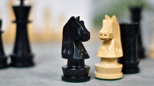 The Championship Series Staunton Chess Pieces in Ebonized Boxwood & Natural Boxwood - 3.75" King
