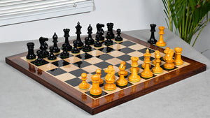 IMPROVED Repro 1904 Cambridge Springs International Tournament Chess Pieces in Ebonized & Antiqued Boxwood - 4" King