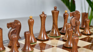 Minimalist Soviet-Style Chess Pieces In Sheesham & Boxwood - 3.7” King