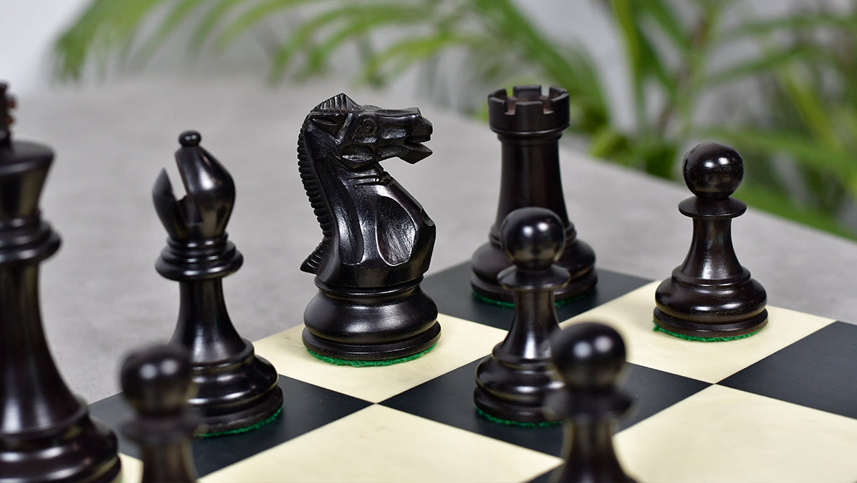 3.8" Pro Staunton Series Tournament Weighted Chess Pieces in Ebonized and Boxwood - 1264 Grams